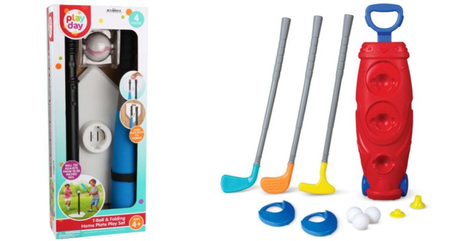 T-Ball Plate Sports Equipment Set and Jumbo Gold Caddy Set