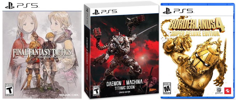 final fantasy, daemon machina, and borderlands video games 
