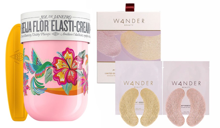 sol de janeiro cream jar and wander eye masks