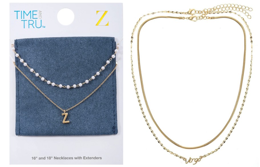 two gold necklace sets