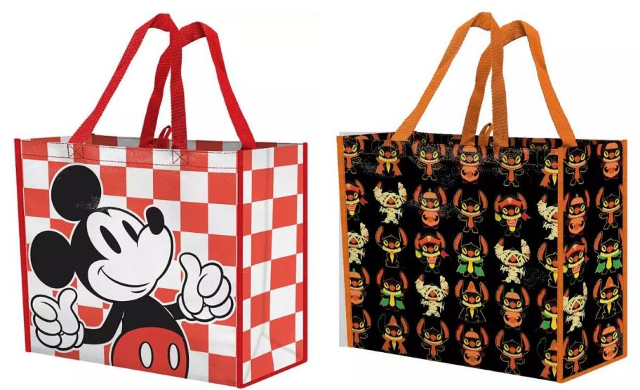 two different disney tote bags
