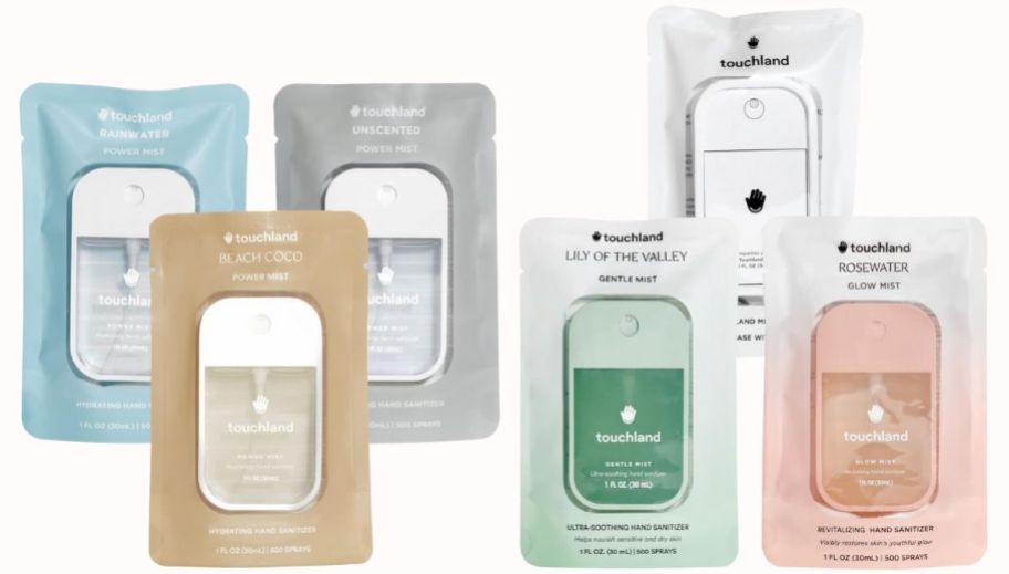 6 packets of touchland hand sanitizers
