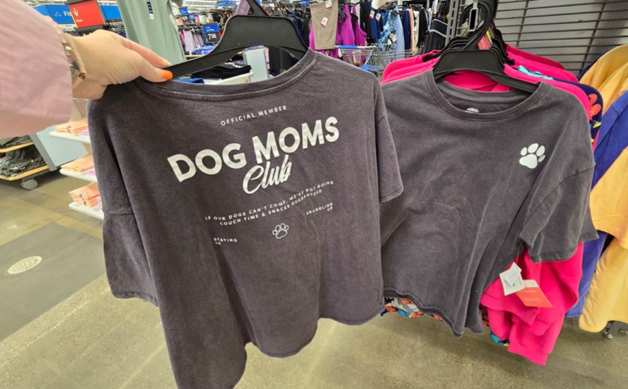 front and back dog mom gray tee