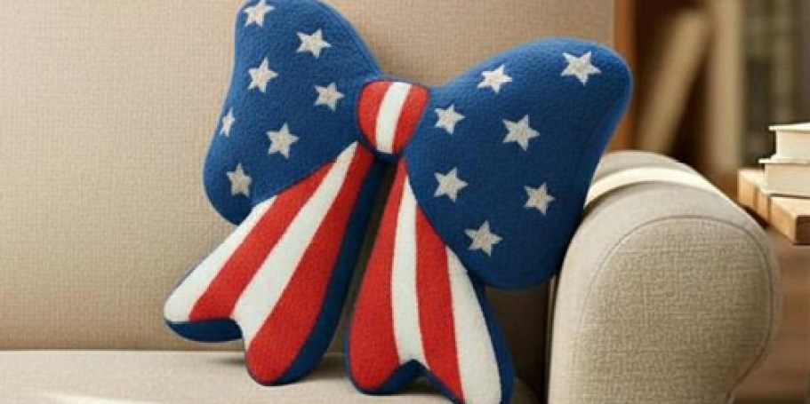 NEW Patriotic Decor at Walmart | Bow-Shaped Flag Pillow Just $9.97