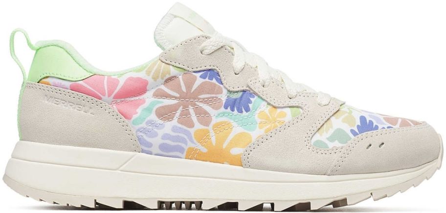 womens gray and floral print trail sneaker