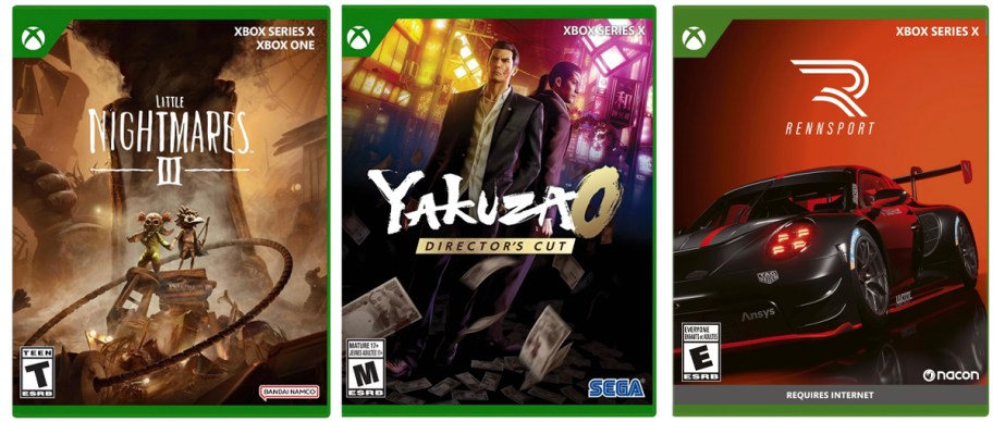 three xbox video games 