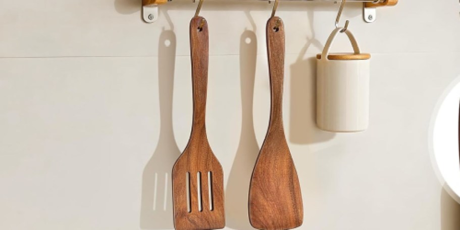 Acacia Wood Cooking Utensil 2-Piece Set Just $8.49 on Amazon