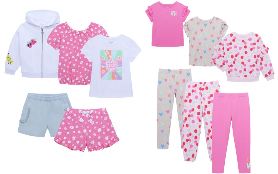 pink and white girls outfit sets