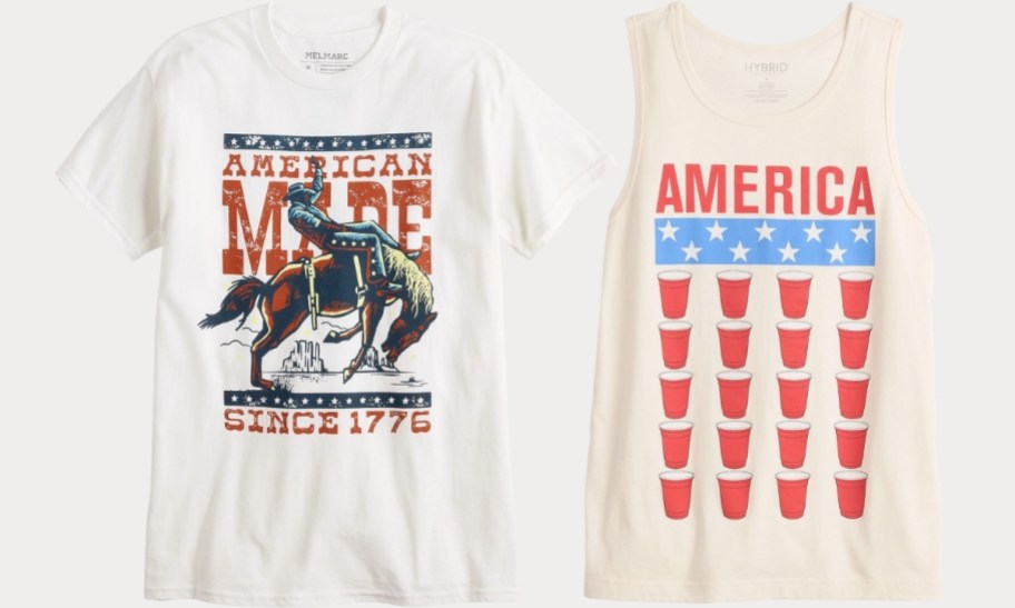 mens graphic tee and muscle shirt