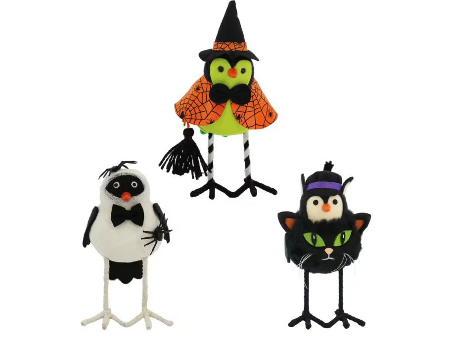3 birds in Halloween decorative dress