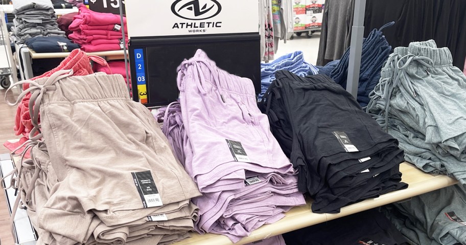 shorts on display stand in store