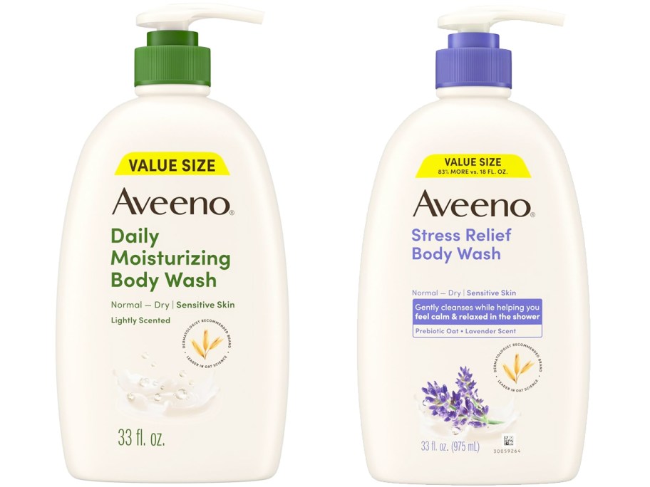 two large bottles of aveeno body wash