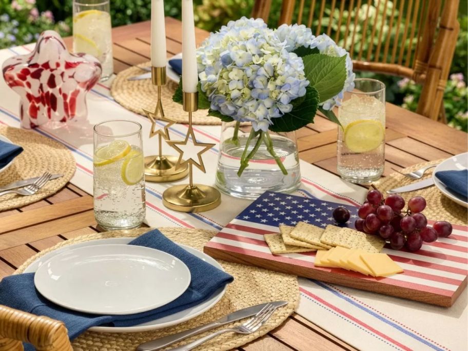 Celebrate together americana table decor with flag cutting board