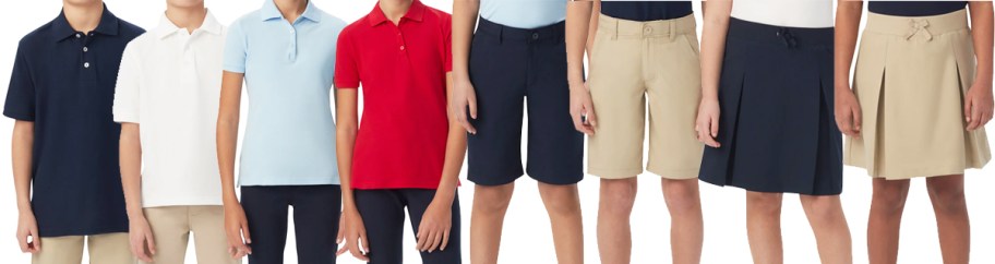 kids modeling uniform clothing pieces