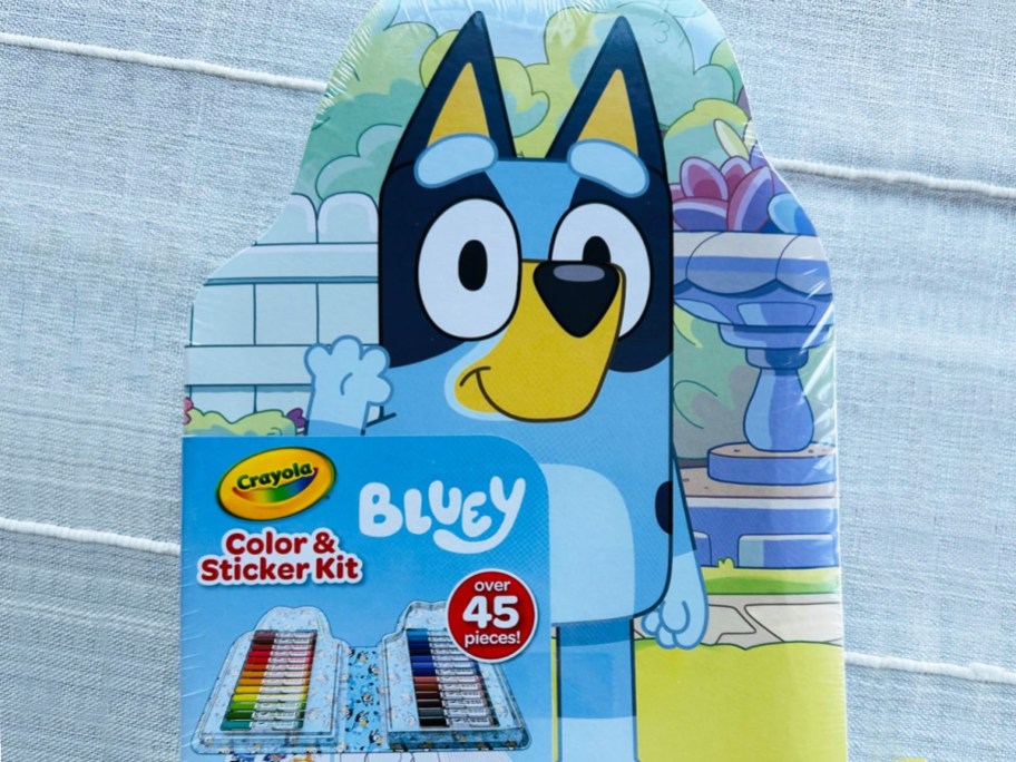 Crayola Bluey Art Kit on a blue background
