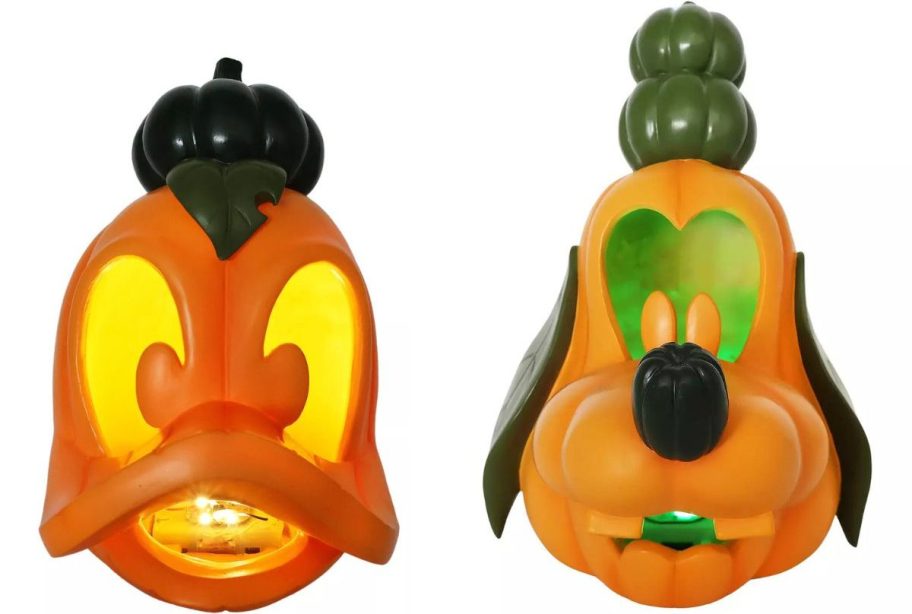 Stock images of Donald and Goofy LED Pumpkins from Kohl's
