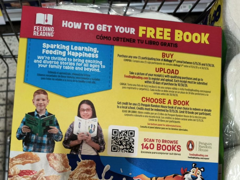 Kellogg’s Feeding Reading program promotion on cereal box
