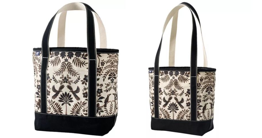 Lands end bags black and beige patterned bags with short and long handles