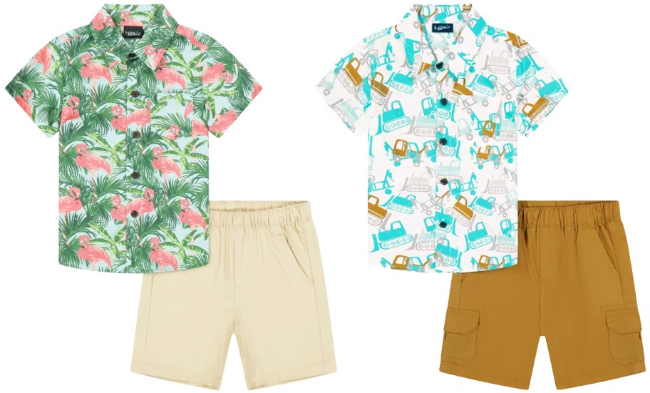 toddler boys button down shirt and shorts sets