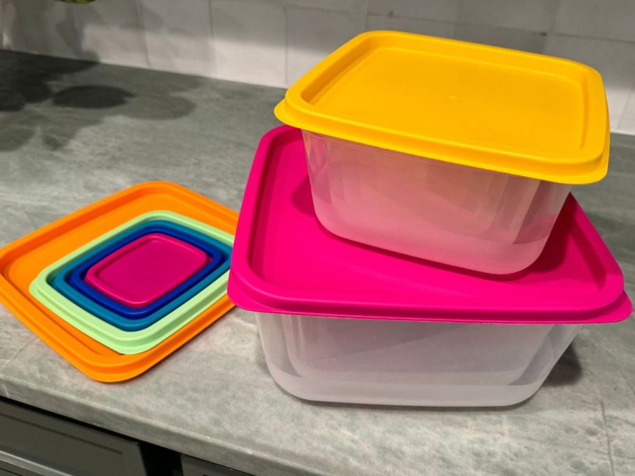 Mainstays Rainbow Food Storage set on a counter