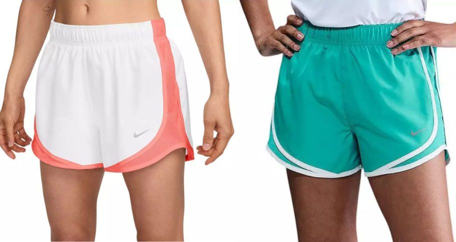 Stock images of two women wearing Nike shorts