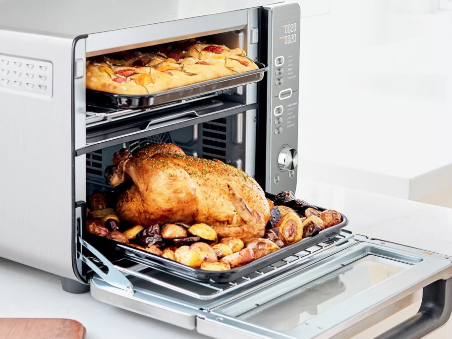taking foods out of a ninja double oven