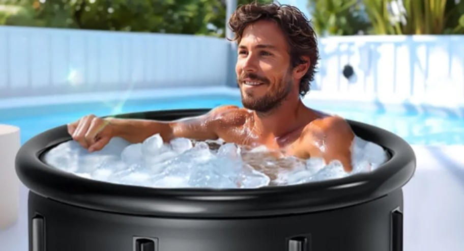person in ice bath tub