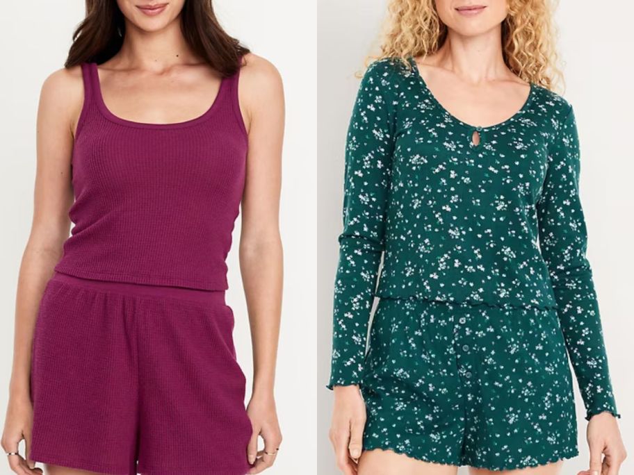 Stock images of two women wearing Old Navy pajamas