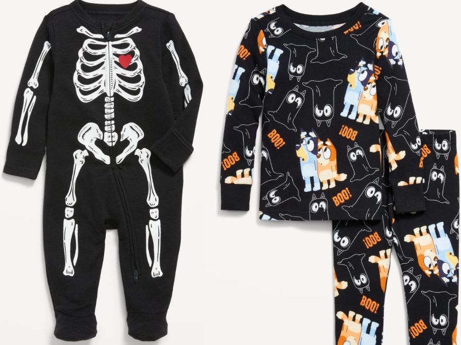 Stock images of one and two-piece old navy halloween pajamas for babies and toddlers