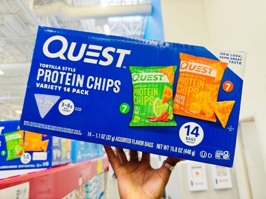 Quest Tortilla Style 18-20g Protein Chip Variety 14-Pack in hand in store