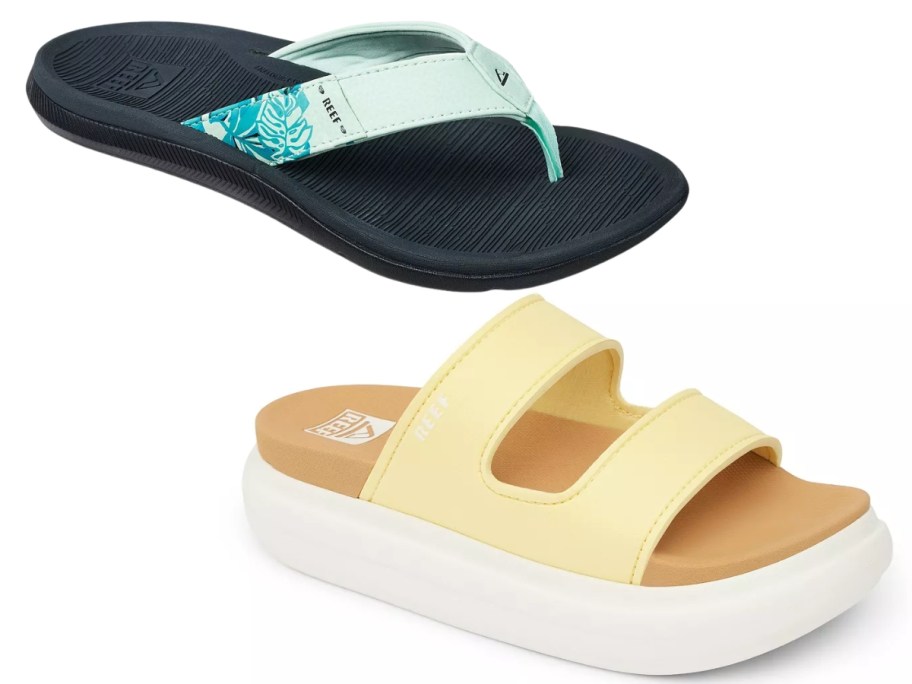 stock images of reef santa ana flip flops and bondi 2 strap sandals