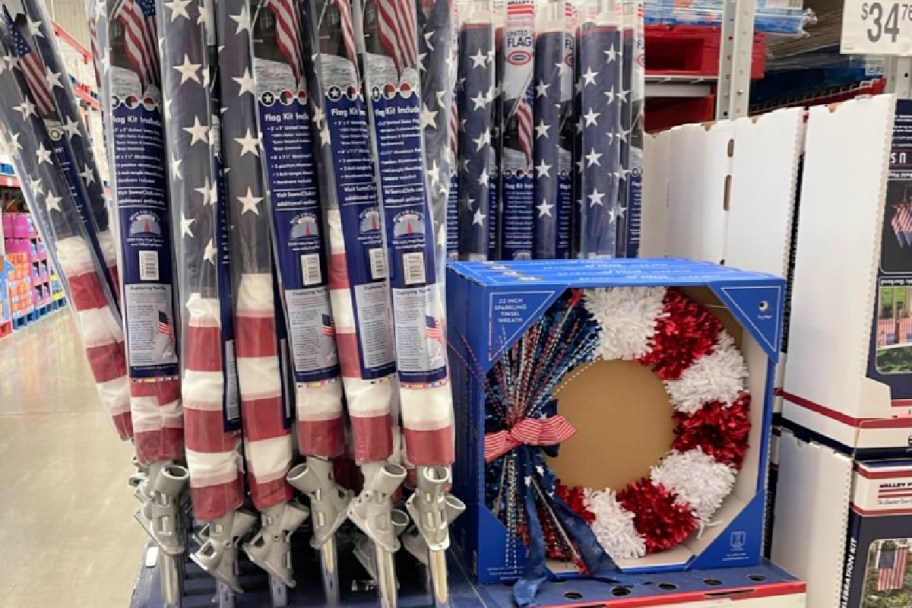 American flag and wreath on display at Sam's Club