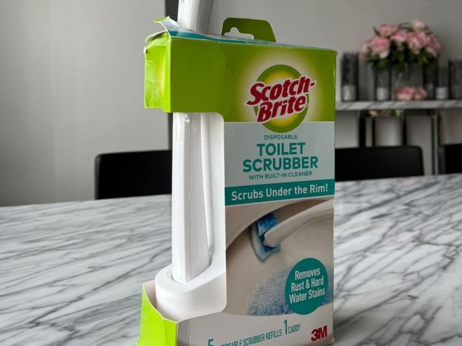 A scotch Brite Toilet Scrubber Kit with wand and 5 refills