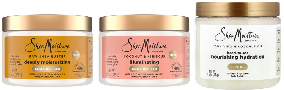 3 jars of SheaMoisture Body Butters