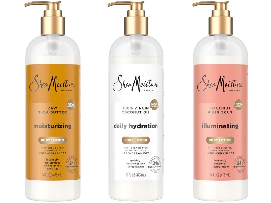 3 bottles of SheaMoisture Body Lotions