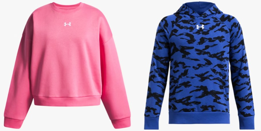 pink and blue under armour sweatshirts