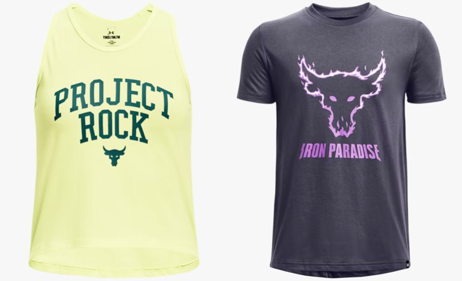 yellow and grey under armour shirts