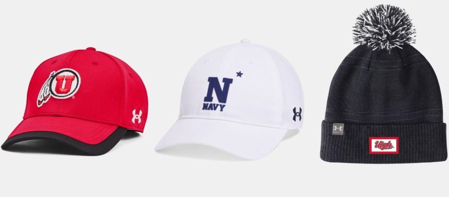 Stock images of 3 under armour collegiate hats