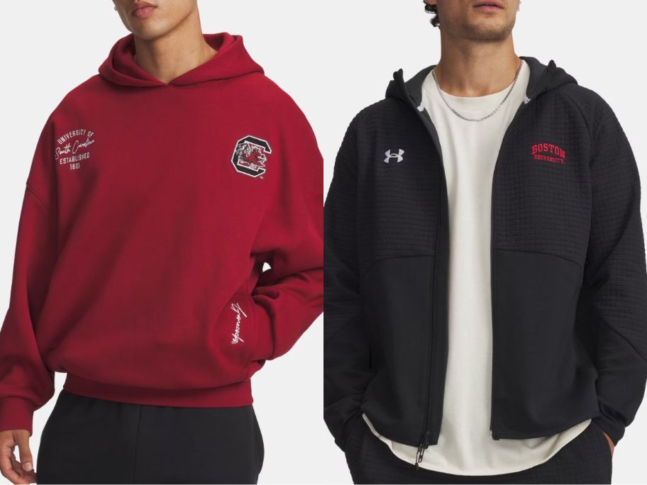 Stock images of two men wearing Under Armour Collegiate Clothing