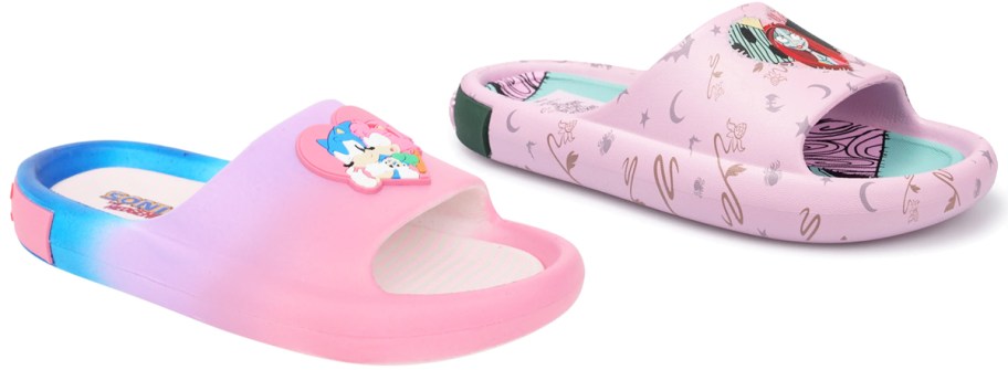 pink Sonic and Nightmare Before Christmas sandals
