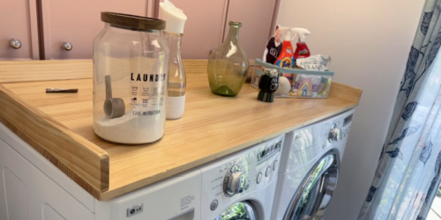 50% Off Washer & Dryer Wood Countertop Shelves on Amazon