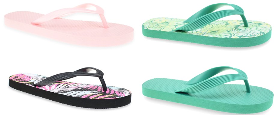 pink and green kids flip flops
