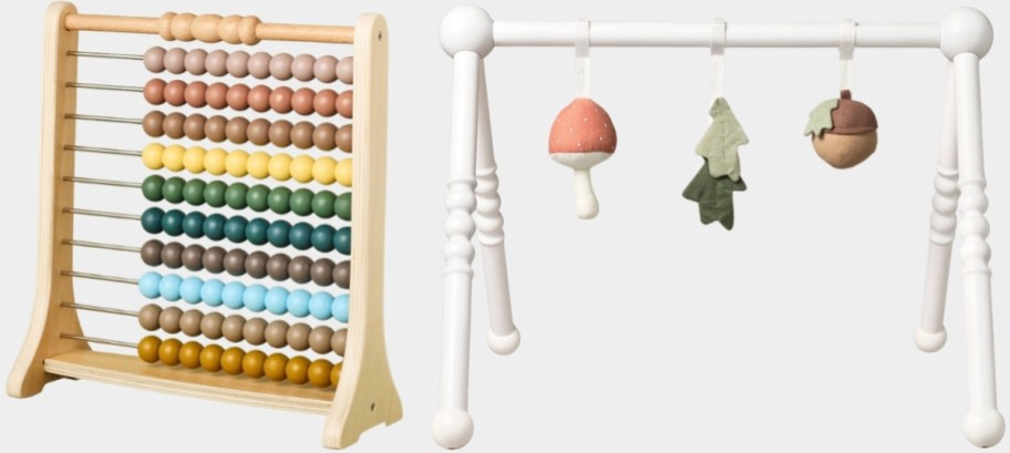 abacus counting toy and wooden play gym