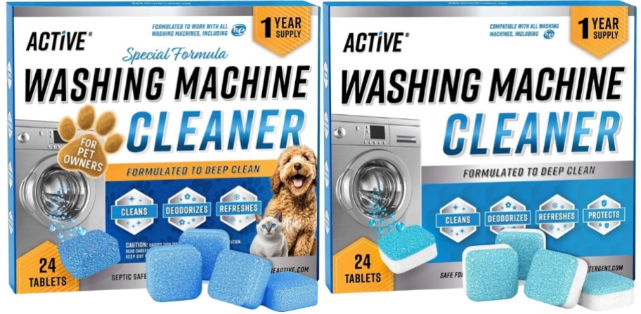 two packs of washing machine cleaner tabs