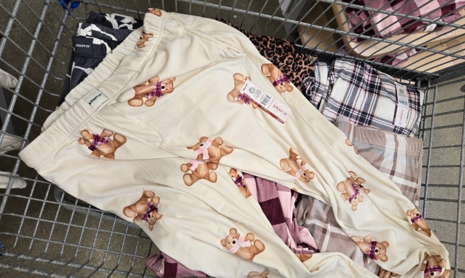 velour pj pats in a shopping cart