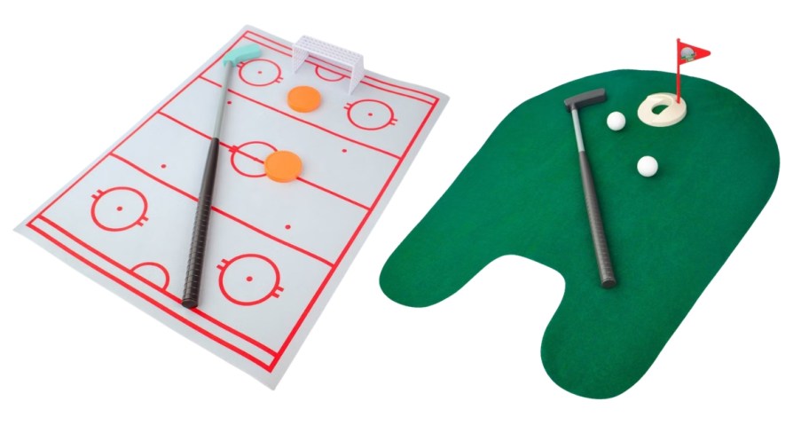 hockey and golf toilet games on white background