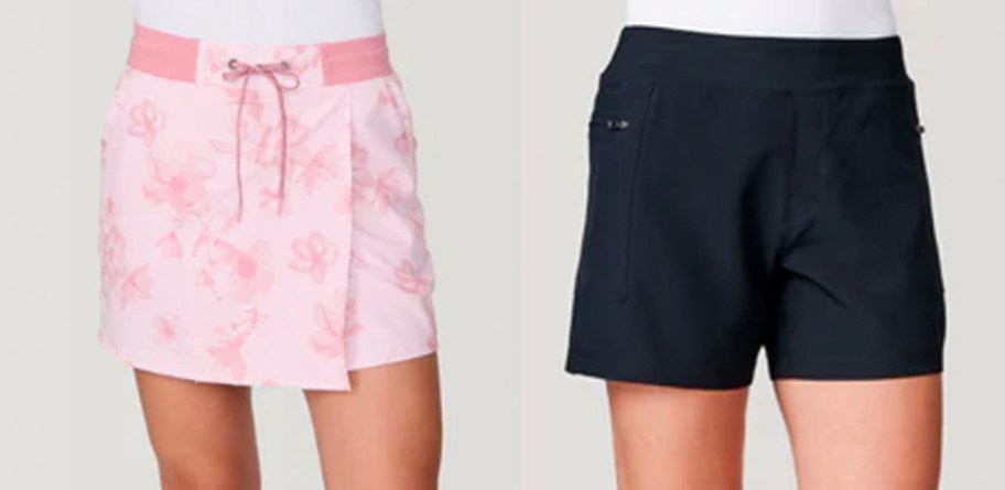womens pink and black shorts
