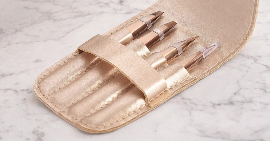gold tweezer set