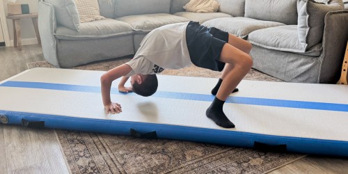 Inflatable Gymnastics Mat Just $64.99 Shipped on Amazon (Cheer & Tumble Anywhere!)