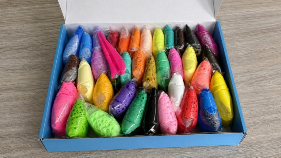 a box of assorted air dry clay colors
